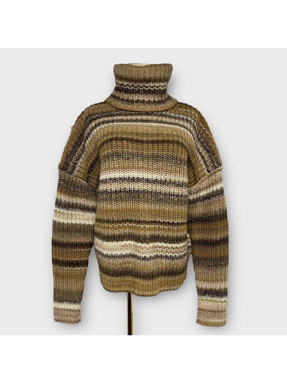 Altuzarra Kelley Oversized Striped Wool-blend Turtleneck Sweater In Brown XS
